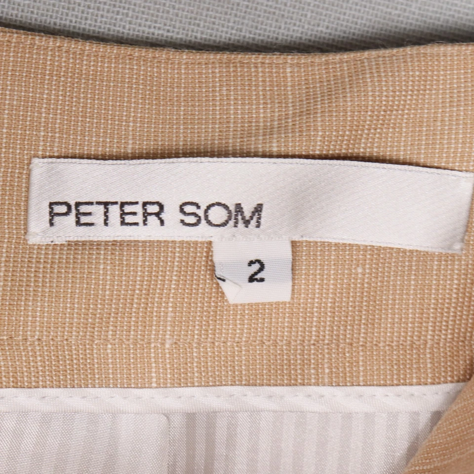 Peter Som Womens 2 Pencil Skirt Tan Midi Virgin Wool Linen Blend Office Career - Image 2 of 4