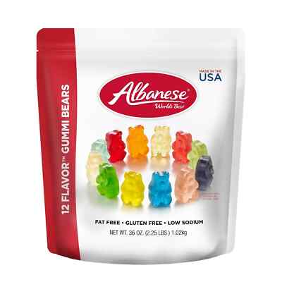 Albanese World's Best 12 Flavor Gummi Bears, Family Size Share 36 oz, Candy