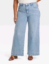 Ava  Viv Women's Size 22R High Rise Wide Leg Jeans, Trueble Vintage Light Wash