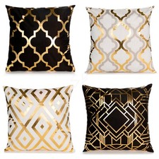 Pillow Covers 18x18'' Set of 4 Gold foil Throw Pillowcases w12b17