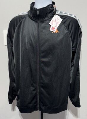 KAPPA 222 Banda Ganniston Track Jacket Mens Black Full Zip Poly Athleisure New