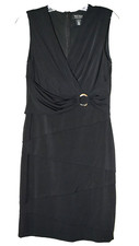 White House Black Market Instantly Slimming Black Tiered V-Neck Dress Size 8