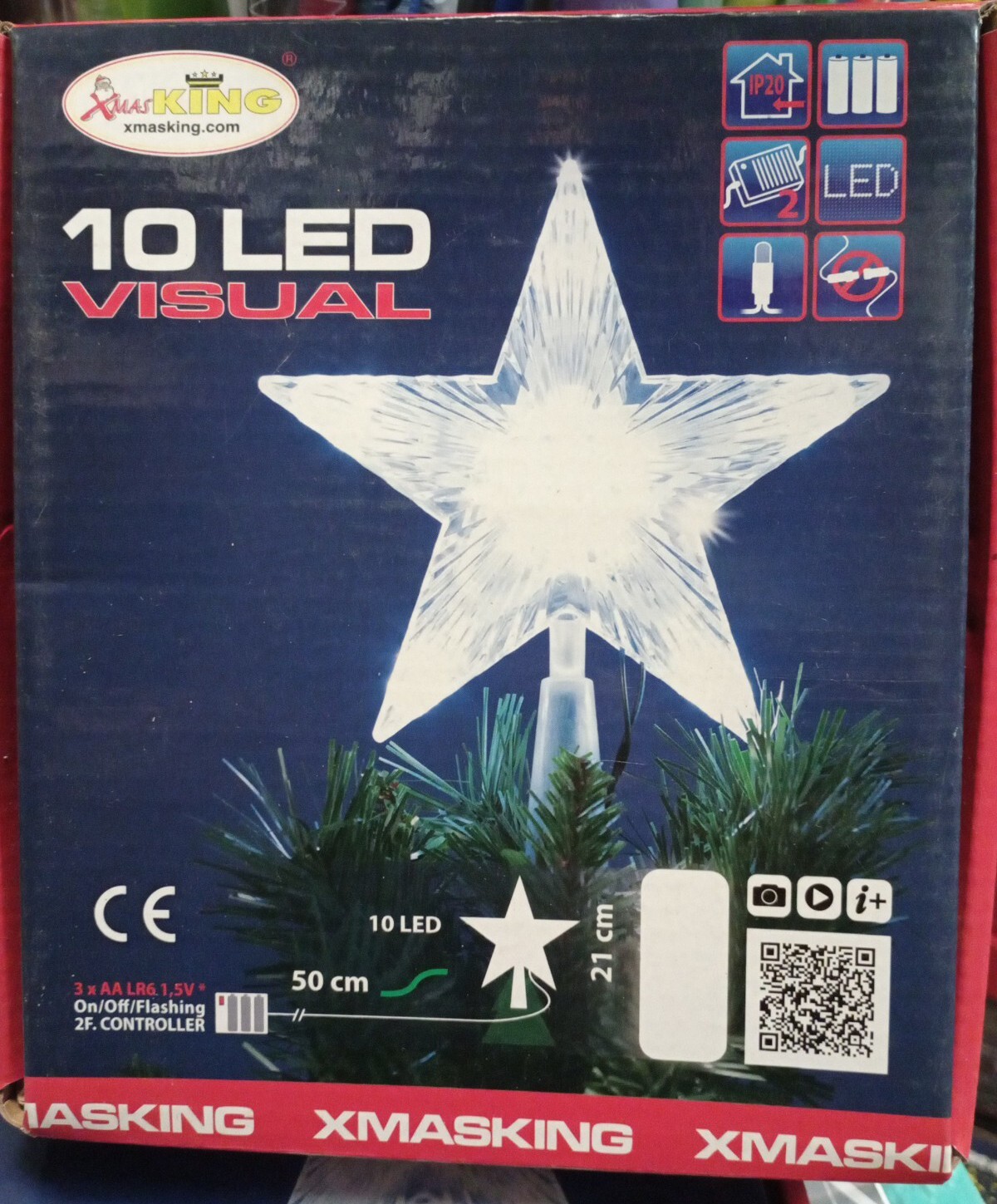 Puntale a stella 10 Luci LED a batteria bianco freddo Decorazioni Natale