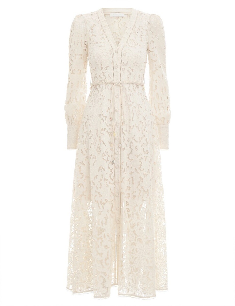 zimmermann freja embroidered dress ZIMMERMANN FREJA BRODERIE BUTTON UP DRESS SZ 1