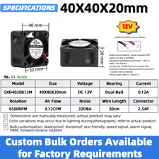 12V DC Cooling Fan 4/5/6/7/8/9/12cm Dual Ball Bearing, 80mm 120mm Industrial Fan