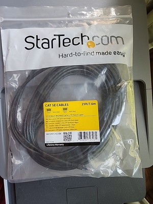 StarTechcom CAT 5E Cable 25 Ft UTP Patch Two Male Ends M45PATCH25BK Ethernet
