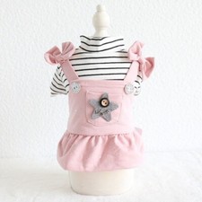 Sweet Bow Striped Pet Dog Cat Clothes Teddy Small Dogs Winter Dress SIZE S