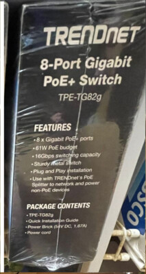Brand NEW Trendnet TPE-TG82G 8-Port Unmanaged Gigabit PoE Network Switch