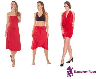 Womens Red Dress Kameleon Rose Convertible 20in1 Travel Ladies