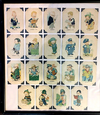 Vintage Old Maid Cards 19 Full Set Occupations Father Son Framed Milton Bradley