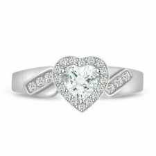 2.40CT Heart Lab-Created Diamond 14K White Gold FN Halo Engagement Wedding Ring