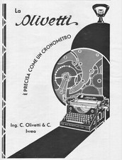 PUB.1930 OLIVETTI M20 MACCHINA DA SCRIVERE PRECISIONE CRONOMETRO IVREA