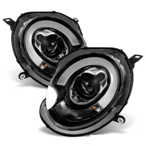 BMW Mini 2007-2013 R55 & R56 Black LED Light Bar DRL R8 Projector Headlights - Image 3 of 4