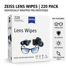 ZEISS Gentle and Thorough Cleaning Eyeglass Lens Cleaner Wipes, 220 Count 1 PACK