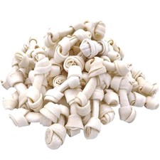 Dog Rawhide Knot Bones Natural Mini Chews 2.5 Inch 60 Count Puppy Small Dogs