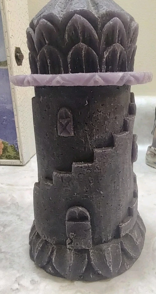 Vela castillo torre medieval grande vintage tierra y mar 9" grises sin usar Foto 2 de 4
