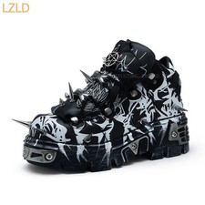 Stivali Moto Uomo Platform Spiked Rivet Punk Moda Sport Rock Street Scarpe