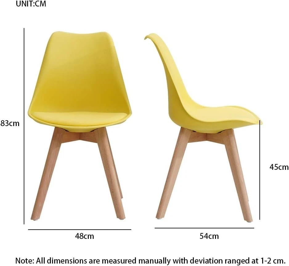 Yellow Dining Table and Chairs Set 4 – 80cm Round Modern Kitchen Café - Image 3 of 4