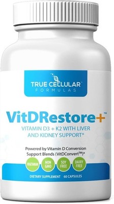 True Cellular Formulas VITDRestore+ - Vitamin D3 + K2 with Liver and Kidney 60ct
