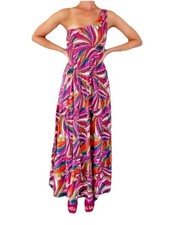 Abel the Label Anthropologie Kelissa One Shoulder Tiered Maxi Dress Boho Medium