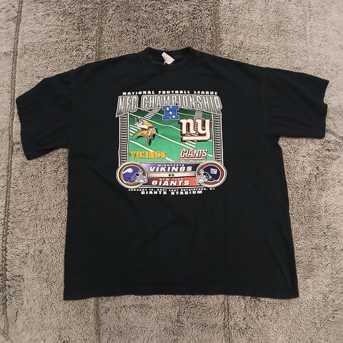XL 2001 New York Giants Vikings NFL Vintage T-Shirt Black Playoffs Y2K Vintage