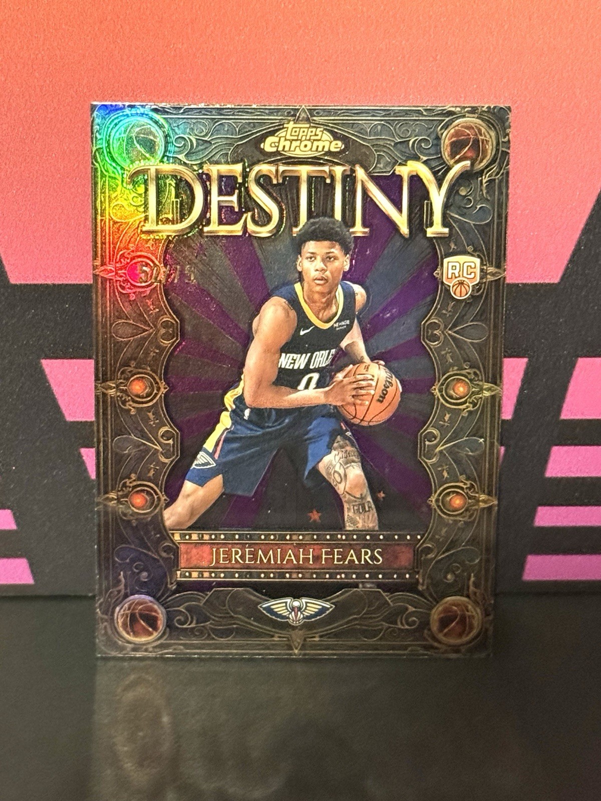 2025-26 Topps Chrome Destiny Purple #D-7 RC Jeremiah Fears 52/75 Pelicans