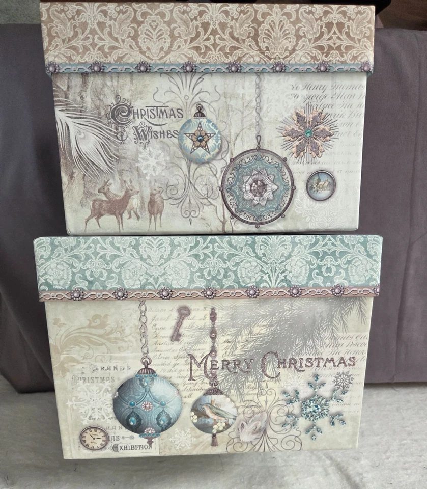 Christmas Decorative Boxes Kirshner Decorative Art Christmas Boxes - Set of 2 - Image 4 of 4