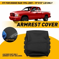 Center Console Lid Armrest Leather Cover Skin Black Fits For Dodge Ram 1994-2001