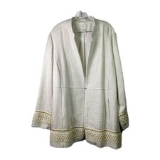 Chicos Womens Open Jacket - Size 4 XXL - Elegant Textured Regal Embroidered