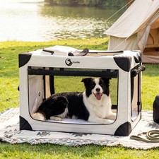 Portable Collapsible Dog Crate for Large Dogs, 4 Mesh Doors  2 Storage Bags, In