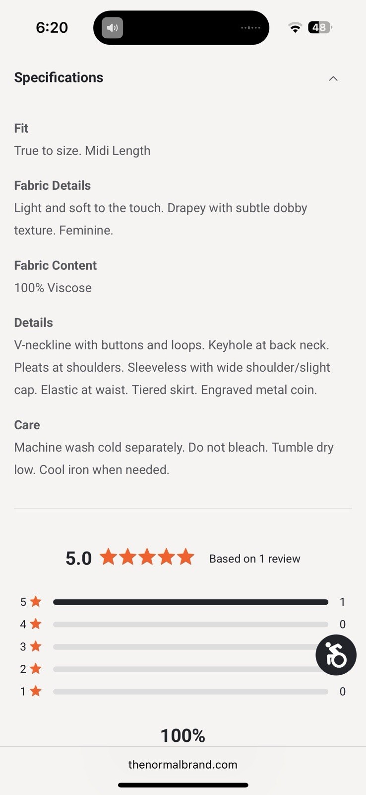 The Normal Brand Women’s Grace Midi Dress Black $150 MSRP Size S