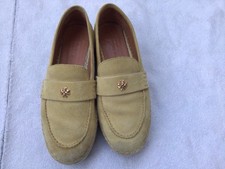 Tory Burch Seaside Loafer Suede  cornbread  Color Logo Espadrilles Size 7M.