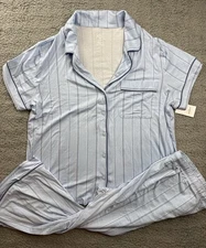 Auden Womens XL Cloud Knit Notch Collar Top & Cropped Pants Pajama Set