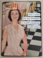 Mixed Media Collage Art Card ACEO ATC Vintage Snarky Women Cleaning Craft Room