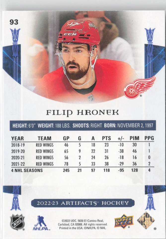 2022-23 Upper Deck Artifacts #93 Filip Hronek - Image 2 of 2