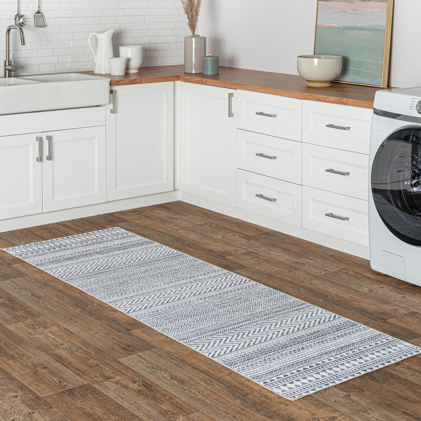 2x8 SpinClean Washable Non-Slip Stain-Resistant Area Rug