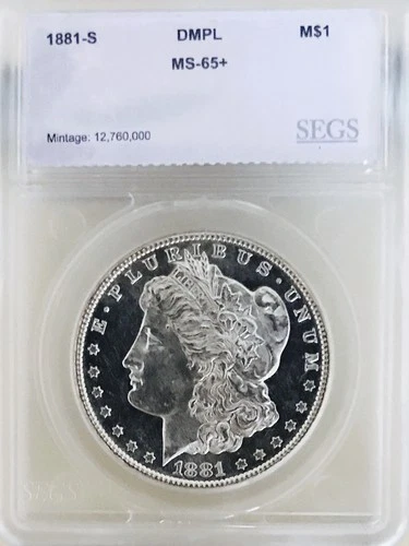 1881 S MORGAN DOLLAR! MS SEGS 65+ DMPL! MAGNIFICENT PROOF LIKE FIELDS! NR #K2862