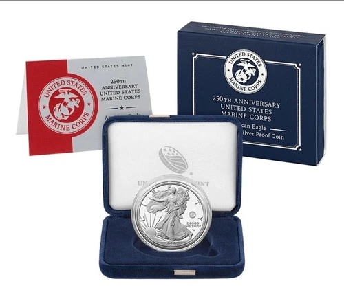 250th Anniversary US Marine Corps American Eagle One Ounce Silver Proof  FREE 🚚