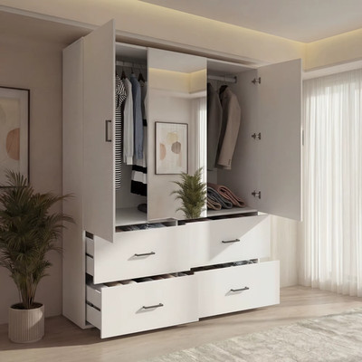 Coat Racks Storage Cabinet, Wardrobe with Mirror and Drawers