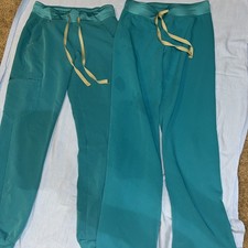 Woman  s Teal Figs Scrub Pants. Joggers Xxs/ Livingston-xxs-p. See Photos 2 Pair