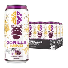 Limited Gorilla Mind Energy Drink Patty's Iced Tea 12pack 16oz