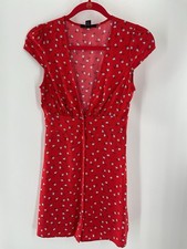 Forever 21 Women’s Size Small Floral Dress Red V-Neck 113