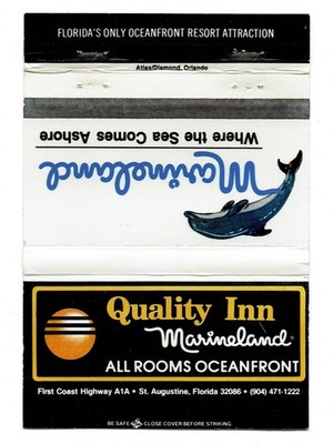 St. Augustine FL Quality Inn & Marineland 40-Strike Vintage Matchbook Cover