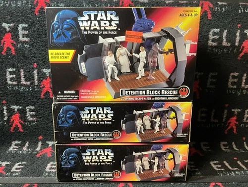 1996 Star Wars DETENTION BLOCK RESCUE Power Of The Force Complete 3 Pack Kenner
