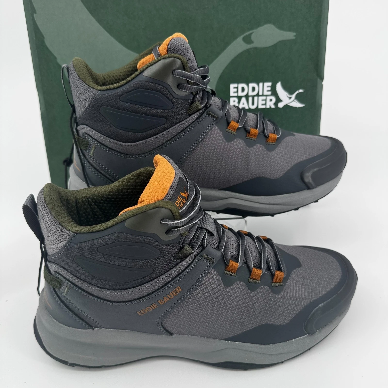 NEW Eddie Bauer Rapoza Shoes Boots MENS Grey Lace Up Ankle SIZE 9.5
