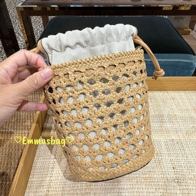 Tory Burch Woven Bucket Bag 176058 Honeycomb Tan $450 Woven