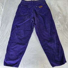 Vtg Gitano Eggplant Purple Corduroy Tapered Pants 16 Short (B2)