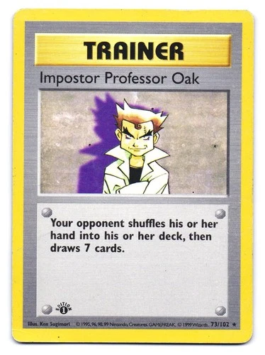 Impostor Professor Oak 73/102 Rare Base Set Shadowless Pokemon 1st Edition DMG
