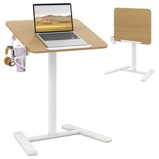 COSTWAY Foldable Mobile Standing Desk Height Adjustable Sit Stand Desk-Natural