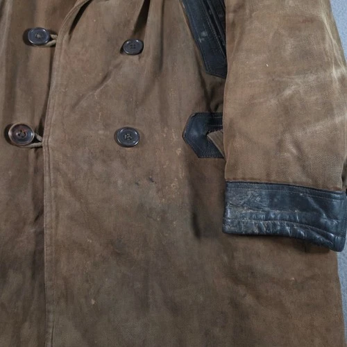 Vintage Barnstormer Coat Mens Large Brown Moleskin Shearling Lined Leather Trim image 3